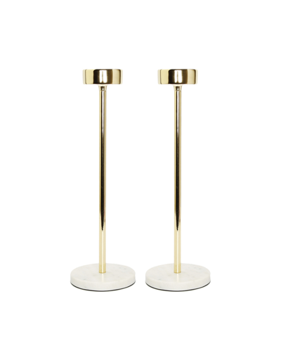 Classic Touch Taper Candle Holder On Marble Base, 14" H In Gold