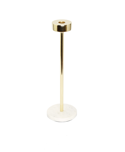 Classic Touch Taper Candle Holder On Marble Base, 14" H In Gold