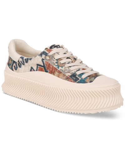 Shop Circus Ny By Sam Edelman Women's Tatum Platform Lace-up Sneakers In Natural Multi Linen