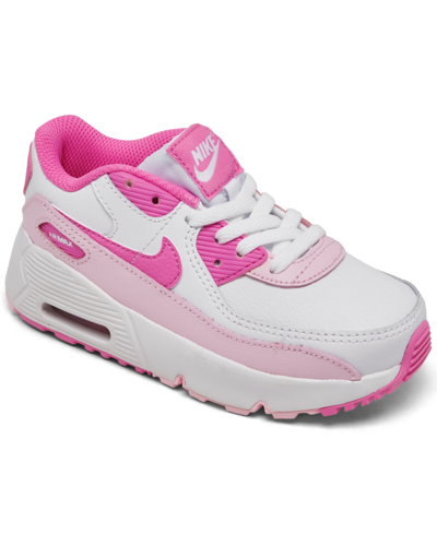 Shop Nike Toddler Girls Air Max 90 Casual Sneakers From Finish Line In White,pink Foam,playful