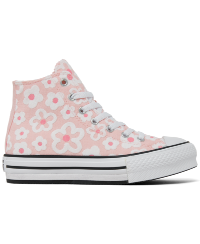 Shop Converse Little Girls Chuck Taylor All Star Floral Lift Platform Casual Sneakers From Finish Line In Donut Glaze,oops Pink,white