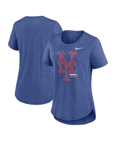 Shop Nike Women's  Heather Royal New York Mets Touch Tri-blend T-shirt