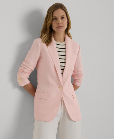 Shop Lauren Ralph Lauren Women's One-button Twill Blazer In Pink Opal