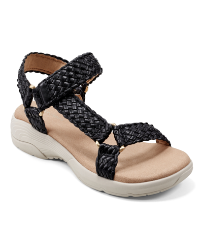 Shop Easy Spirit Women's Taytum Round Toe Strappy Casual Sandals In Black