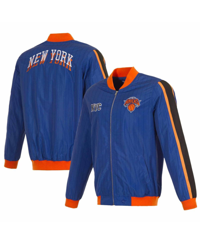 Shop Jh Design Men's  Royal New York Knicks 2023/24 City Edition Full-zip Bomber Jacket