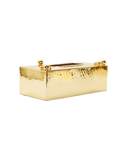 Classic Touch Hammered Tissue Box With Ball Design In Gold