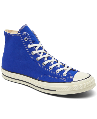Shop Converse Men's Chuck 70 Vintage-like Canvas High Top Casual Sneakers From Finish Line In Nice Blue,black