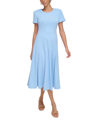 Shop Calvin Klein Plus Size Seamed Fit & Flare Dress In Serene