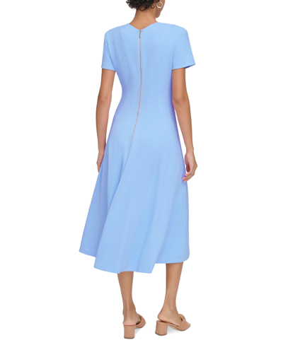 Shop Calvin Klein Plus Size Seamed Fit & Flare Dress In Serene