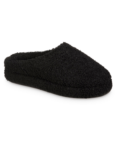 Isotoner Signature Women's Memory Foam Berber Fiona Comfort Hoodback Slippers In Black