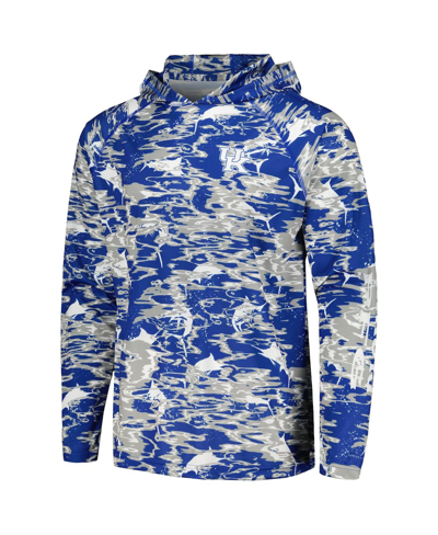 Shop Columbia Men's  Royal Kentucky Wildcats Pfg Terminal Tackle Omni-shade Rippled Long Sleeve Hooded T-s