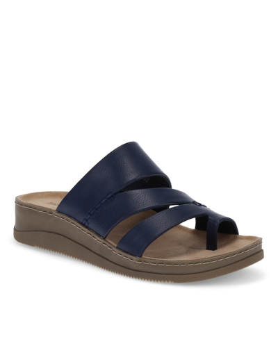 Shop Baretraps Women's Fresha Toe Loop Wedge Sandals In Dark Navy