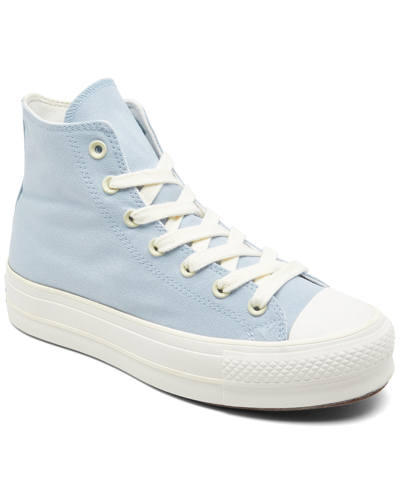 Shop Converse Women's Chuck Taylor All Star Lift Platform High Top Casual Sneakers From Finish Line In Cloudy Daze,egret