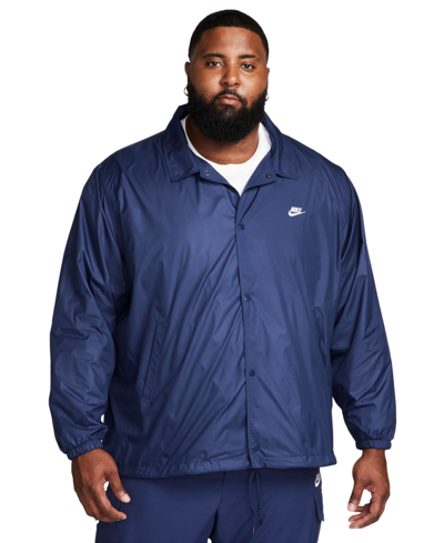 Shop Nike Men's Relaxed Fit Club Coaches' Jacket In Midnight Navy,white