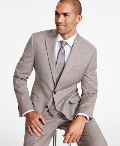 Shop Michael Kors Men's Classic-fit Stretch Wool-blend Suit Jacket In Tan