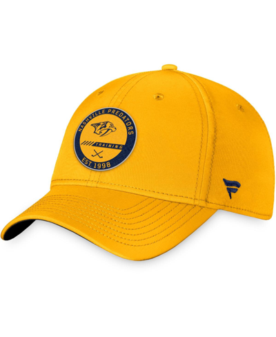 Shop Fanatics Men's  Gold Nashville Predators Authentic Pro Team Training Camp Practice Flex Hat