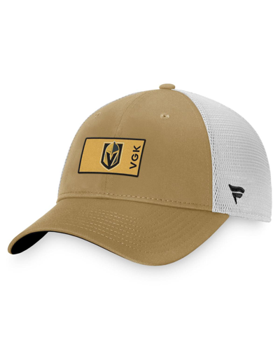 Fanatics Branded Gold/white Vegas Golden Knights Authentic Pro Trucker Snapback Hat In Gold,white