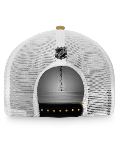 Fanatics Branded Gold/white Vegas Golden Knights Authentic Pro Trucker Snapback Hat In Gold,white