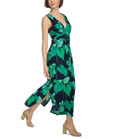Shop Tommy Hilfiger Women's Floral Empire-waist Maxi Dress In Sky Captain Multi