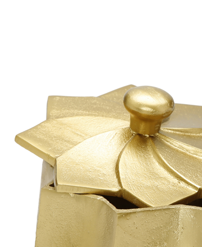 Classic Touch Flower Shaped Jar, 6.5" D In Gold