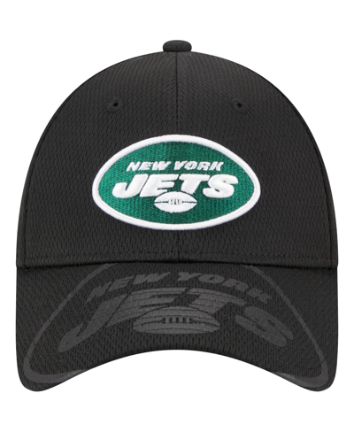 New Era Black New York Jets Top Visor 9forty Adjustable Hat In Black