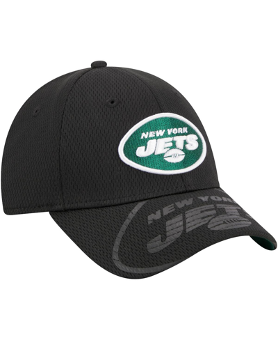 New Era Black New York Jets Top Visor 9forty Adjustable Hat In Black