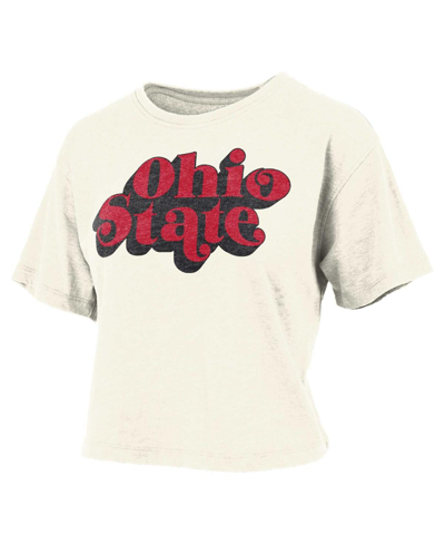 Shop Pressbox Women's  White Distressed Ohio State Buckeyes Vintage-like Easy T-shirt