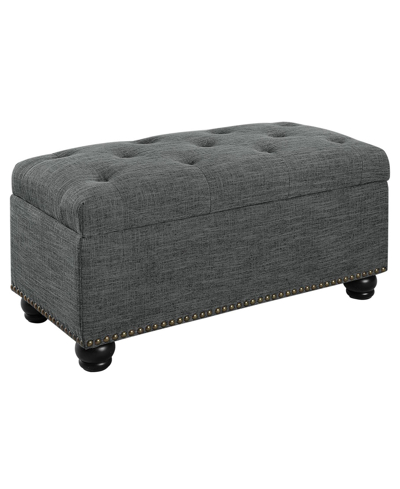 Shop Convenience Concepts 35.5" Faux Linen 7th Avenue Storage Ottoman In Light Charcoal Gray Fabric