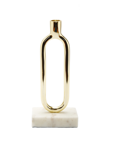 Shop Classic Touch Loop Taper Candle Holder On Marble Base, 11.75" H In Gold