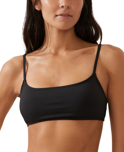 Shop Cotton On Women's Straight-neck Cropped Bikini Top In Black