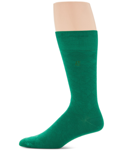 Shop Perry Ellis Portfolio Men's Diamond Stitch Socks In Green