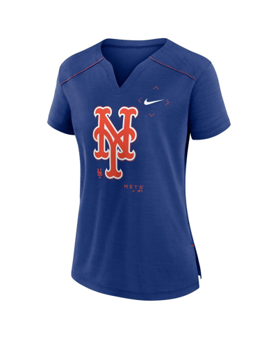 Shop Nike Women's  Royal New York Mets Pure Pride Boxy Performance Notch Neck T-shirt