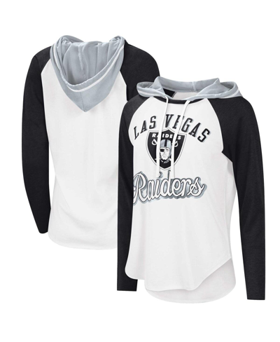 Shop G-iii 4her By Carl Banks Women's  White Las Vegas Raiders Mvp Raglan Hoodie Long Sleeve T-shirt