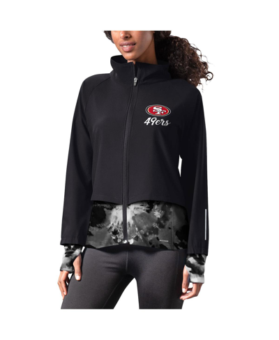 Shop Msx By Michael Strahan Women's  Black San Francisco 49ers Grace Raglan Full-zip Running Jacket