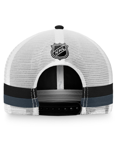 Shop Fanatics Men's  Black, White Vegas Golden Knights Fundamental Striped Trucker Adjustable Hat In Black,white