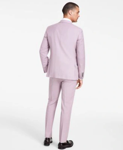 Shop Calvin Klein Mens Slim Fit Wool Blend Stretch Sharkskin Suit Separates In Pink