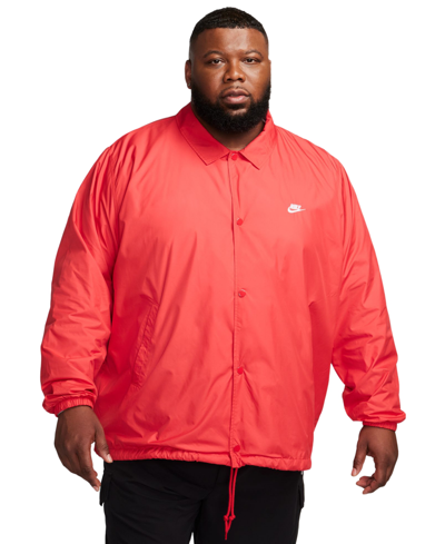 Shop Nike Men's Relaxed Fit Club Coaches' Jacket In University Red,white