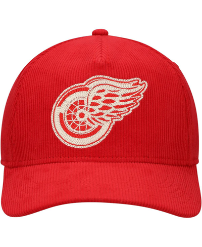 American Needle Red Detroit Red Wings Corduroy Chain Stitch Adjustable Hat In Red