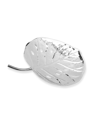 Shop Classic Touch Stainless Steel Leaf Dish, 16" L In Silver