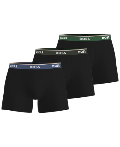 Shop Hugo Boss Boss By  Men's Power Logo Boxer Briefs, Pack Of 3 In Black