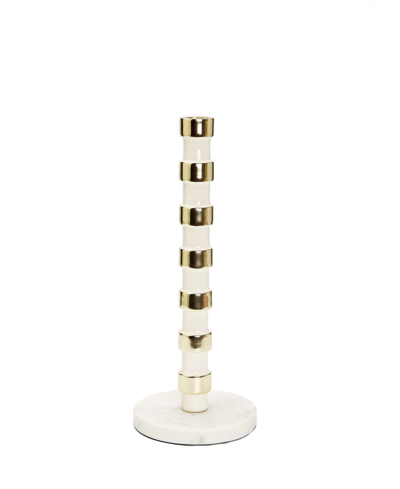 Shop Classic Touch Gold-tone Taper Candle Holder On Marble Base, 12" H In White