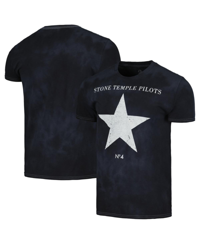 Global Merch Men's Black Distressed Stone Temple Pilots No. 4 T-shirt In Black