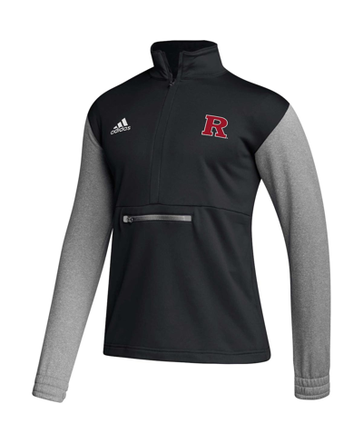 Shop Adidas Originals Men's Adidas Black Rutgers Scarlet Knights Sideline Aeroready Half-zip Top