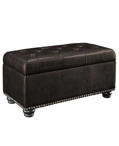 Shop Convenience Concepts 35.5" Faux Leather 7th Avenue Storage Ottoman In Espresso Faux Leather