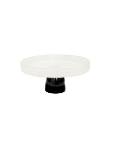 Classic Touch Glass Cake Plate On Black Stem, 9.5" D In White