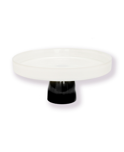 Classic Touch Glass Cake Plate On Black Stem, 9.5" D In White