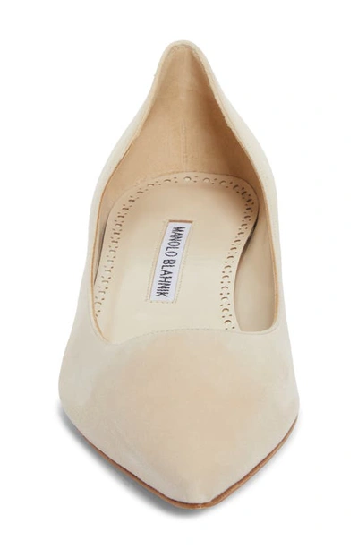 Manolo Blahnik Lista Pointed Toe Pump In Cream