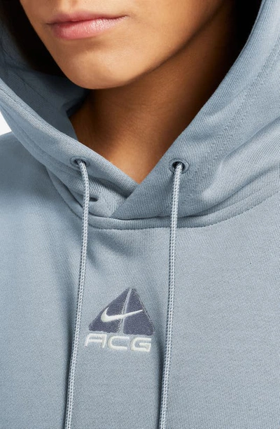 Shop Nike Acg Therma-fit Tuff Fleece Hoodie In Light Armory Blue/ White