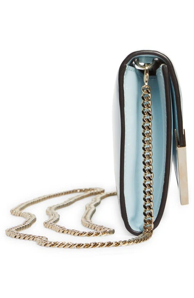 Shop Jimmy Choo Emmie Leather Clutch In Ice Blue/ Light Gold