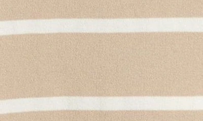Shop Anne Klein Stripe Puff Sleeve Sweater In Latte/ Anne White